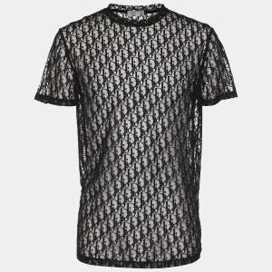 Dior Black Oblique Jacquard See Through T-Shirt L