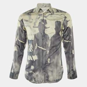 Dior Homme Grey Printed Silk Button Front Shirt S