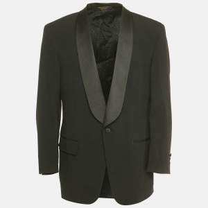 Pre Owned Christian Dior Monsieur Vintage Black Wool Tuxedo Blazer L
