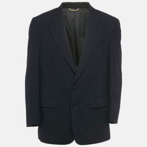 Pre Owned Christian Dior Monsieur Vintage Navy Blue Wool Single Breasted Blazer L