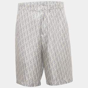 Pre Owned Dior Homme Blue Oblique Silk Bermuda Shorts L