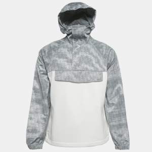 Pre Owned Dior Homme Grey /White Oblique Hooded Anorak Jacket XS