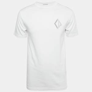 Pre Owned Dior Homme White CD Diamond Embroidered Cotton T-Shirt XXS