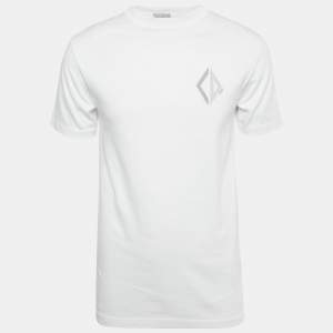 Pre Owned Dior Homme White CD Diamond Embroidered Cotton T-Shirt XXS