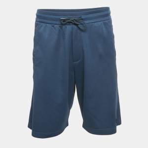 Pre Owned Dior Homme Blue Crepe Logo Applique Shorts XL