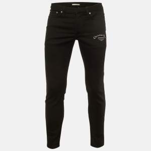 Pre Owned Dior Black Logo Atelier Print Denim Jeans S Waist 32"