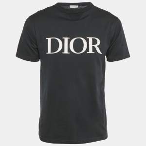Pre Owned Dior Homme Black Logo Embroidered Cotton T- Shirt XS 