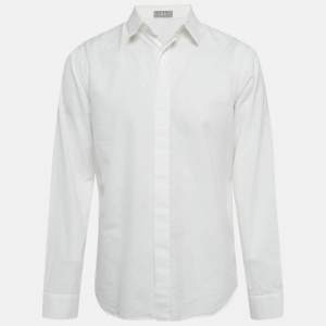 مملوكة مسبقًا Dior Homme White Oblique pattern Cotton Button Front Shirt L