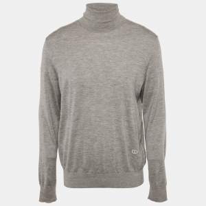 Pre Owned Dior Homme Grey Cashmere Turtleneck Jumper XXL