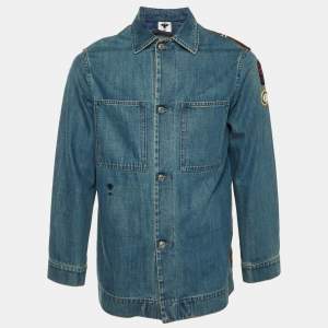 Pre Owned Dior Blue Embroidered Denim Jacket M