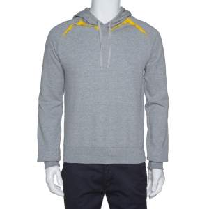 Dior Homme Grey Cotton Contrast Trim Hooded Sweatshirt S