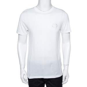 Dior White Cotton Logo Embroidered T-Shirt L