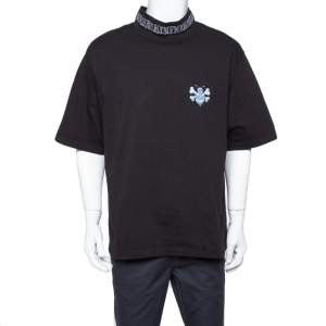 Dior Black Cotton Logo Embroidered Bee Patch Detail T Shirt XXL