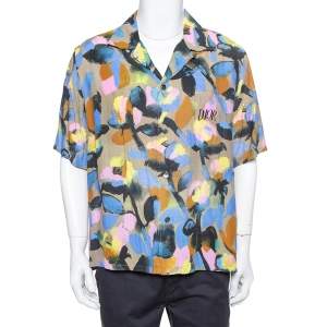 Dior Multicolor Floral Pattern Printed Crepe Short Sleeve Shirt XXL