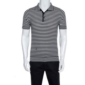 Dior Monochrome Striped Wool Polo T-Shirt M