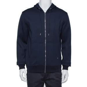 Dior Homme Navy Blue Knit Zip front Hoodie L
