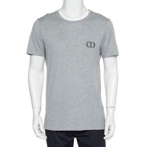 Dior Homme Grey Cotton Logo T-Shirt L