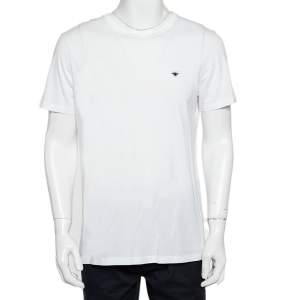 Dior White Embroidered Cotton Crewneck T-Shirt L