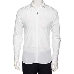 Dior Homme White Cotton Zip Front Shirt M