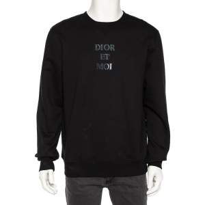 Dior Black Knit Dior Et Moi Embellished  Crew Neck Sweatshirt XL