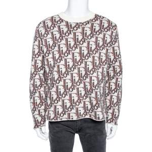 Dior Multicolored Oblique Logo Jacquard Wool & Cashmere Pullover XL