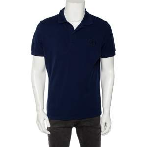 Dior Homme Navy Blue Cotton Pique Logo Embroidered Fitted Polo T-Shirt L