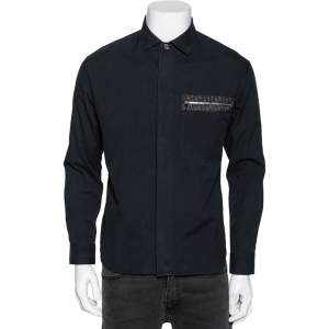 Dior Navy Blue Cotton Pocket Detail Button Front Shirt M