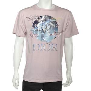 Dior Homme X Sorayama Pink Dinosaur Printed Cotton Crewneck T-Shirt M