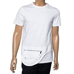 Dior Homme White Cotton Built In Saddle Pocket T-Shirt L