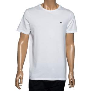 Dior White Cotton Bee Embroidered Short Sleeve T-Shirt L