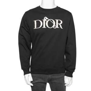 Dior x Judy Blame Black Cotton Safety Pin Logo Embroidered Sweatshirt XS