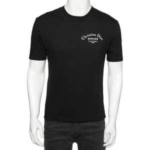 Dior Homme Black Logo Printed Cotton Short Sleeve T-Shirt XS