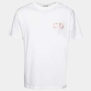 Dior X Daniel Arsham White Eroded Basket Ball Cotton T-Shirt M
