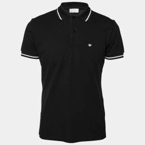 Dior Black Cotton Bee Embroidered Polo T-Shirt M
