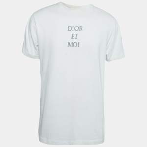 Dior White Cotton Dior Et Moi Sequin Embellished Short Sleeve T-Shirt L