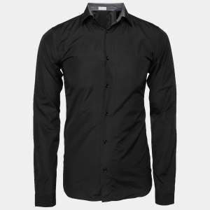 Dior Black Cotton Contrast Collar Detailed Button Front Shirt S