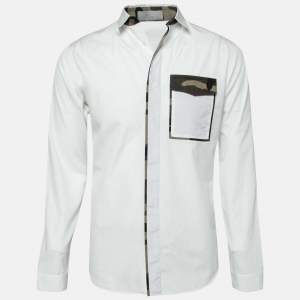 Dior White Camouflage Trimmed Cotton Pocket Detail Button Front Shirt S
