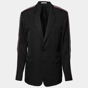 Dior Black Wool Side Striped Panel Blazer L
