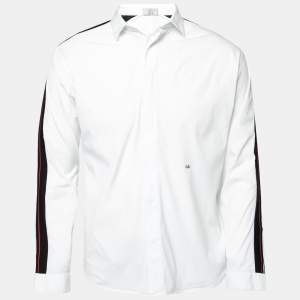 Dior White Cotton Stripe Trimmed Button Front Shirt M