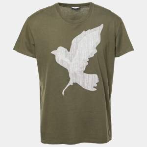 Dior Homme Green Applique Cotton Crew Neck T-Shirt L