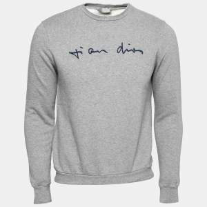 Dior Grey Embroidered Cotton Round Neck Sweatshirt XS