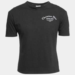 Dior Black Cotton Logo Print Short Sleeve T-Shirt XS