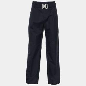Dior Homme Hale Navy Cotton Faille Belt Detail Pleated Pants XL