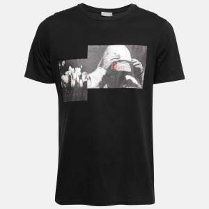 Dior Black Cotton Jersey François Bard Print Crew Neck T-Shirt L