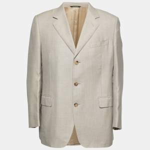 Christian Dior Vintage Cream Wool & Silk Single-Breasted Blazer XL