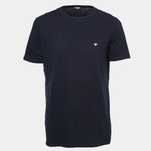 Dior Navy Blue Bee Embroidered Cotton Crew Neck T-Shirt L