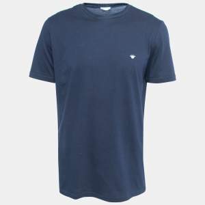 Dior Homme Navy Blue Bee Embroidered Cotton Crew Neck T-Shirt M