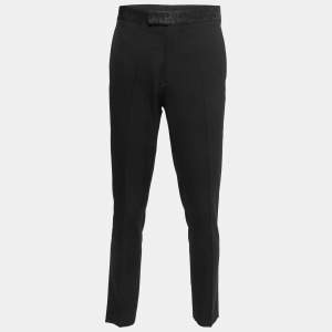 Dior Black Monogram Detail Waist Silk Trousers M