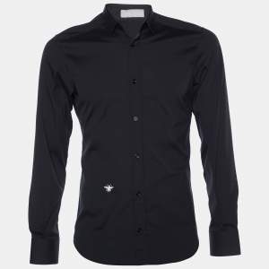 Dior Homme Black Cotton Blend Button Front Shirt S