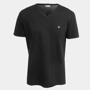 Dior Homme Black Cotton Knit V-Neck T-Shirt L